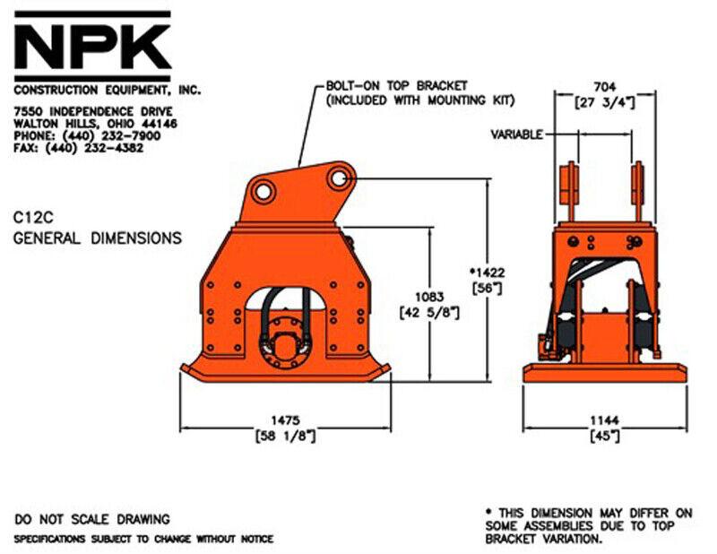 NPK’s C12C PLATE COMPACTOR / PILE DRIVER 36 TO 70 TON EXCAVATORS