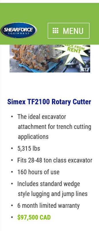 SIMEX TF2000 DUAL DRUM PLANETARY DRIVE ROTARY EXCAVATOR GRINDER